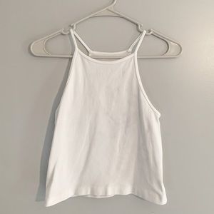 white high neck cropped tank top